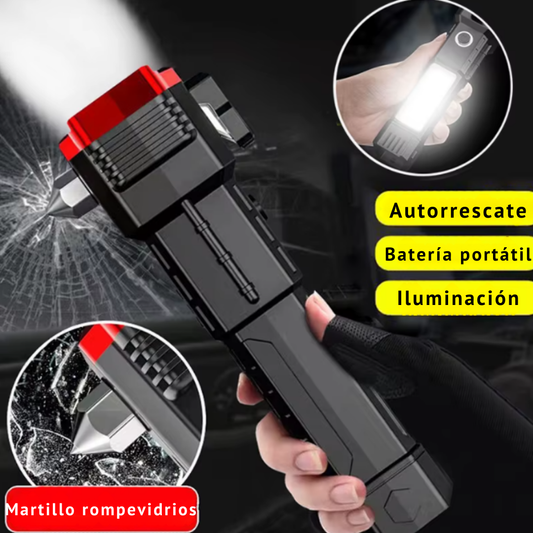 COMPRE 1  Y LLÉVATE 2 Linterna 4 en 1  Martillo de seguridad superbrillante + 3 REGALOS